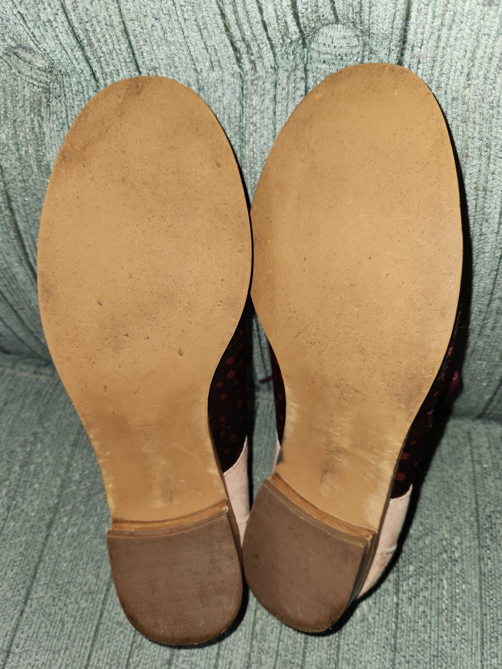 🍉Pilcro and the Letterpress Blush and Burgundy Polka Dot Lace-Up Flats - Picture 5 of 7